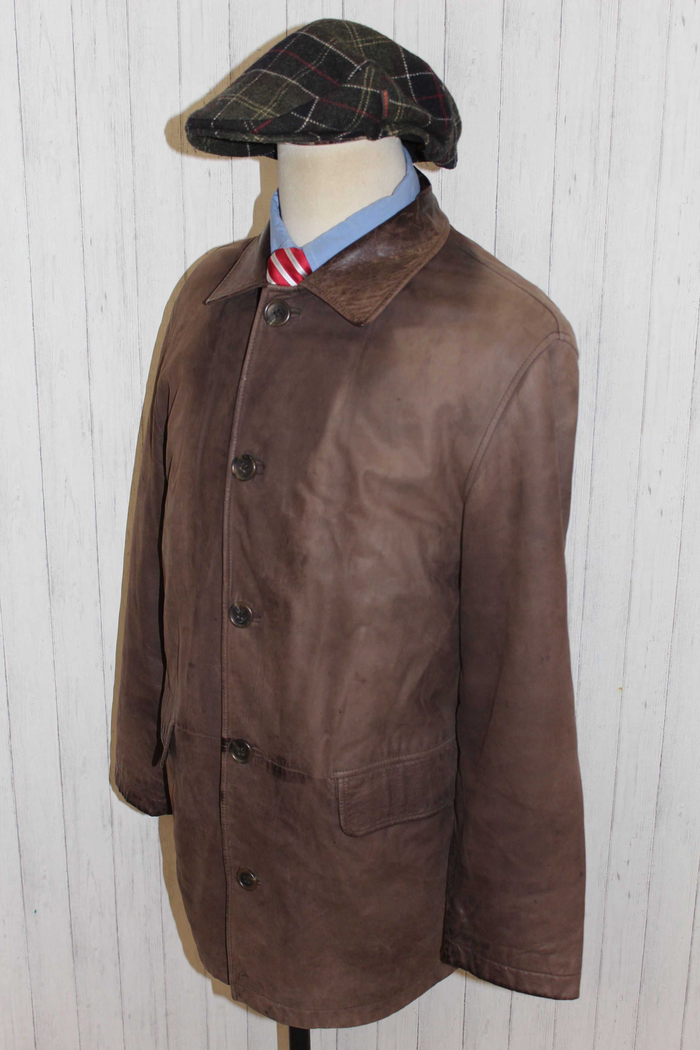 Hugo Boss Men's HUGO BOSS Brown Leather Jacket Coat Size L Size US L / EU 52-54 / 3 - 5 Thumbnail