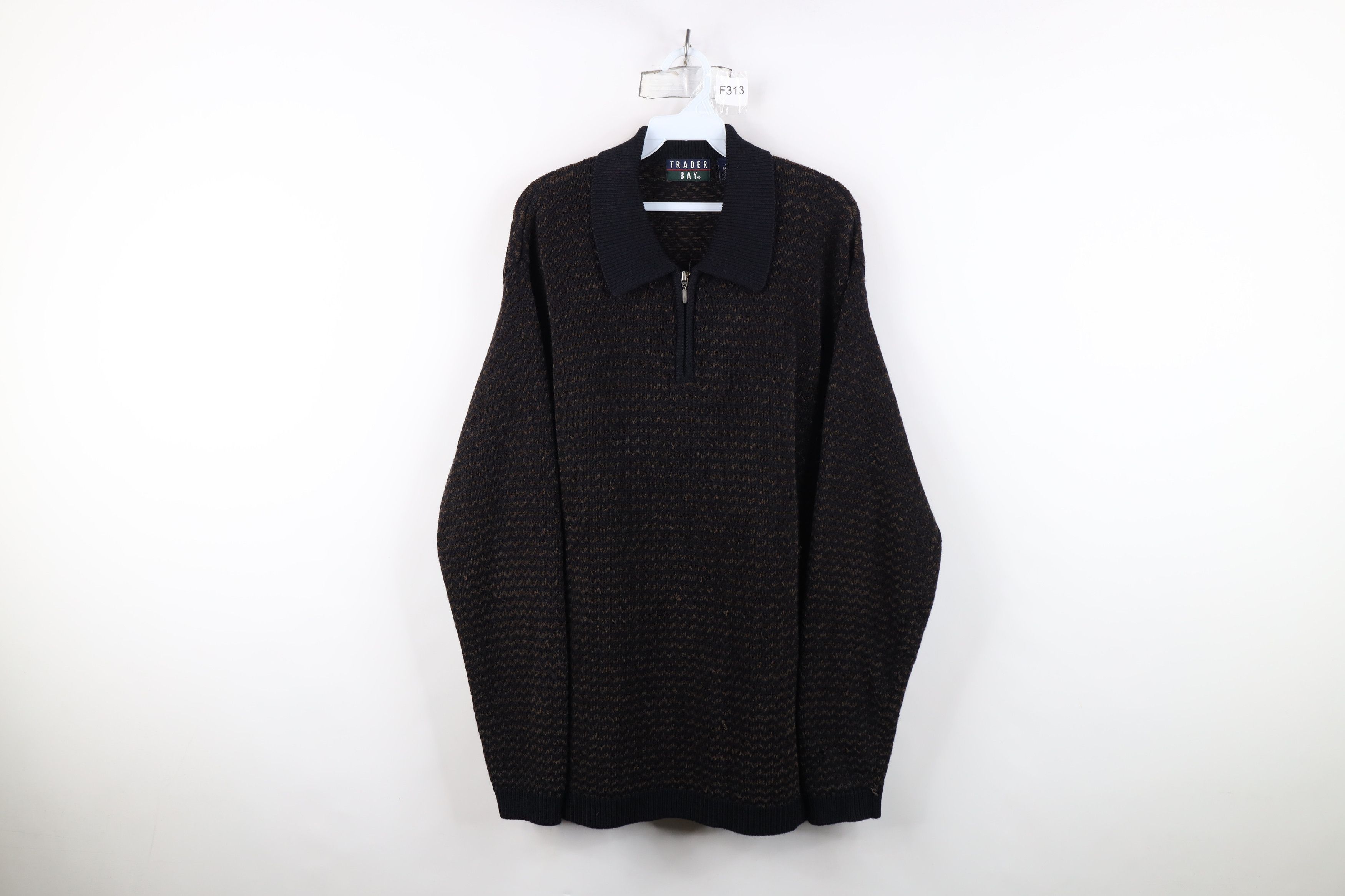 Vintage Vintage 90s Streetwear Fleece Knit Half Zip Collared Sweater Size US L / EU 52-54 / 3 - 1 Thumbnail