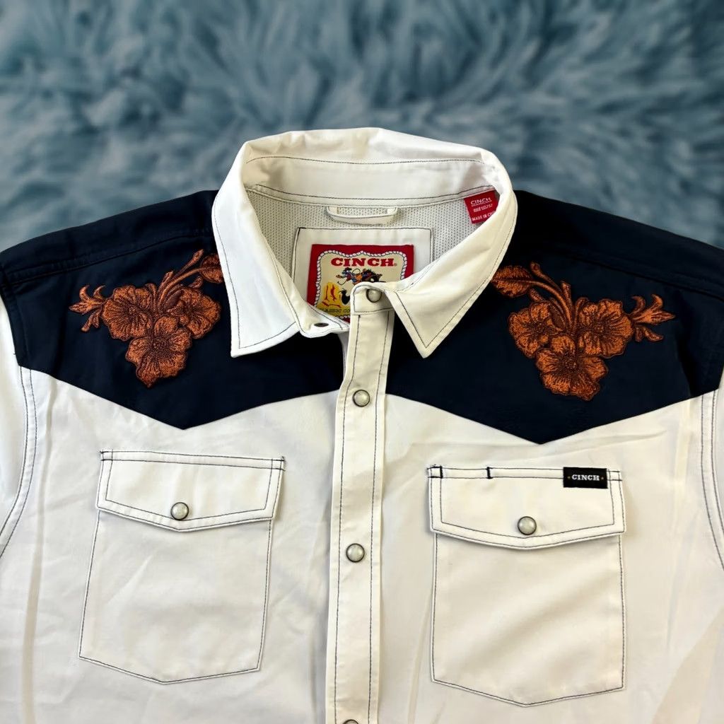 YOKE Cinch Shirt Mens XL Button-Up Western Snap Vented Yoke Paisley Size US XL / EU 56 / 4 - 1 Thumbnail