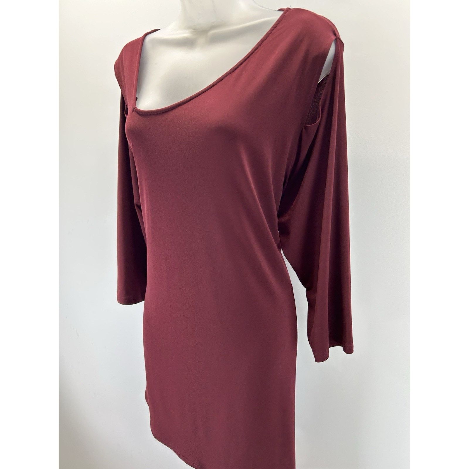 Alfani ALFANI SZ 2X Burgundy Off Shoulder Sheath Midi Dress Size XXL / US 16-18 / IT 52-54 - 3 Thumbnail