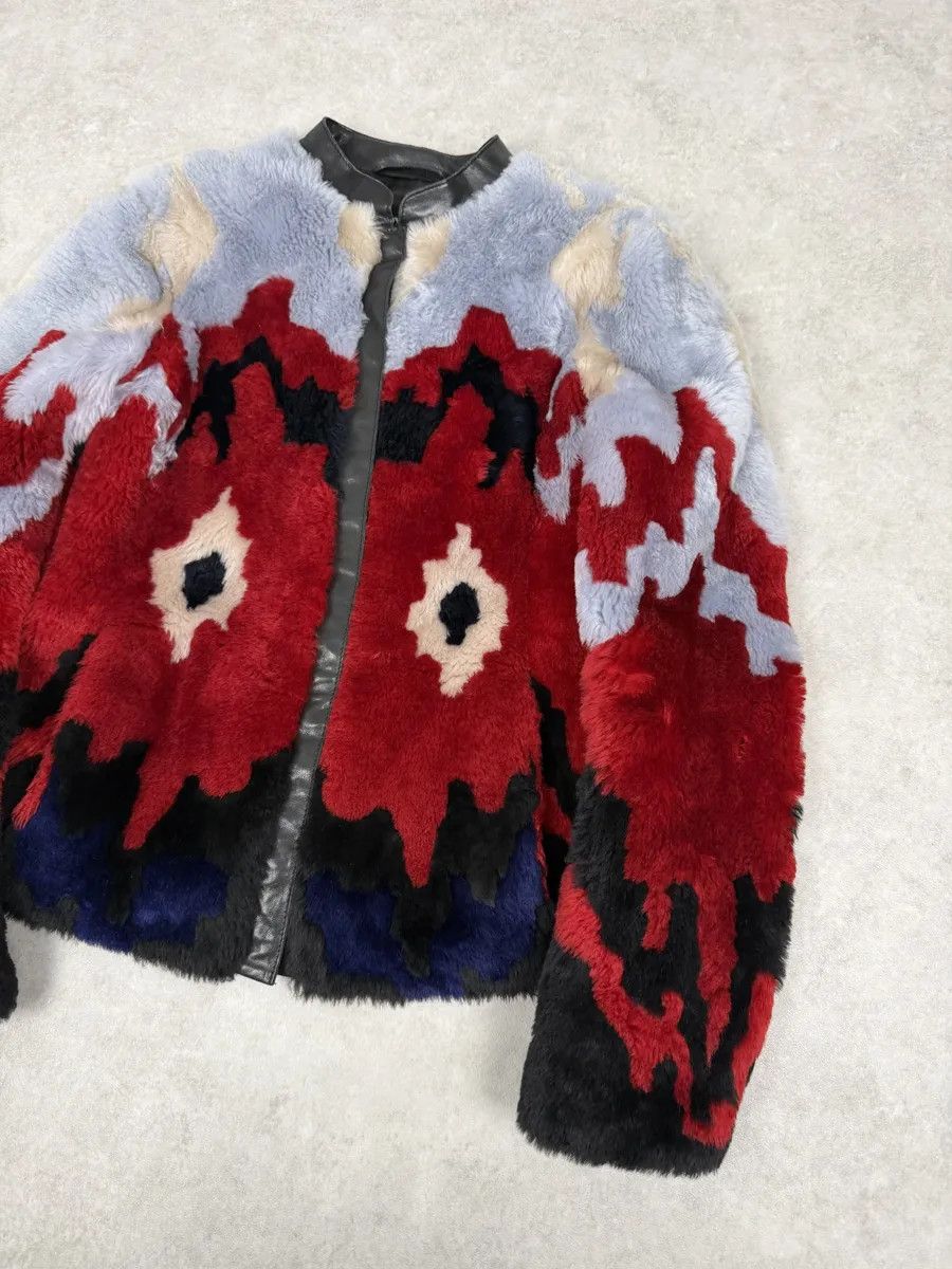 Emporio Armani FW2015 Emporio Armani Red & Blue Abstract Lamb Shearling Jacket Size M / US 6-8 / IT 42-44 - 10 Thumbnail