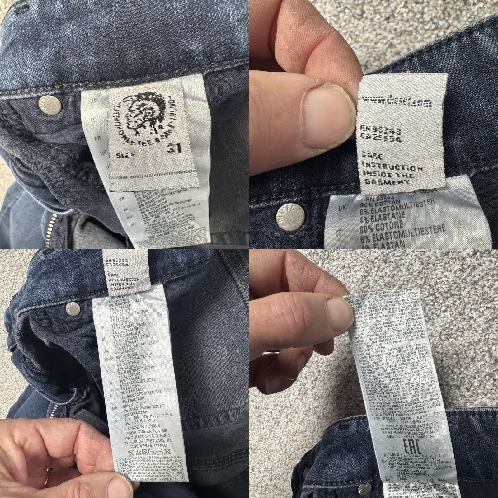 Diesel Diesel Jeans Womens 31 Blue Mid Rise Slim Skinny Stretch Denim 90% Cotton 6% Elastomultiester 4% Elastane Pocket Zip Fly Womens Jeans Size 24" / US 00 / IT 34 - 8 Thumbnail
