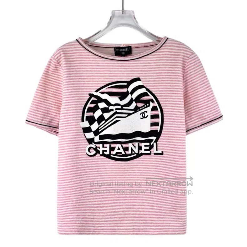 Chanel Chanel Cruise Series Pink Striped Sailor Print Cotton Roun Size XS / US 0-2 / IT 36-38 - 1 Thumbnail