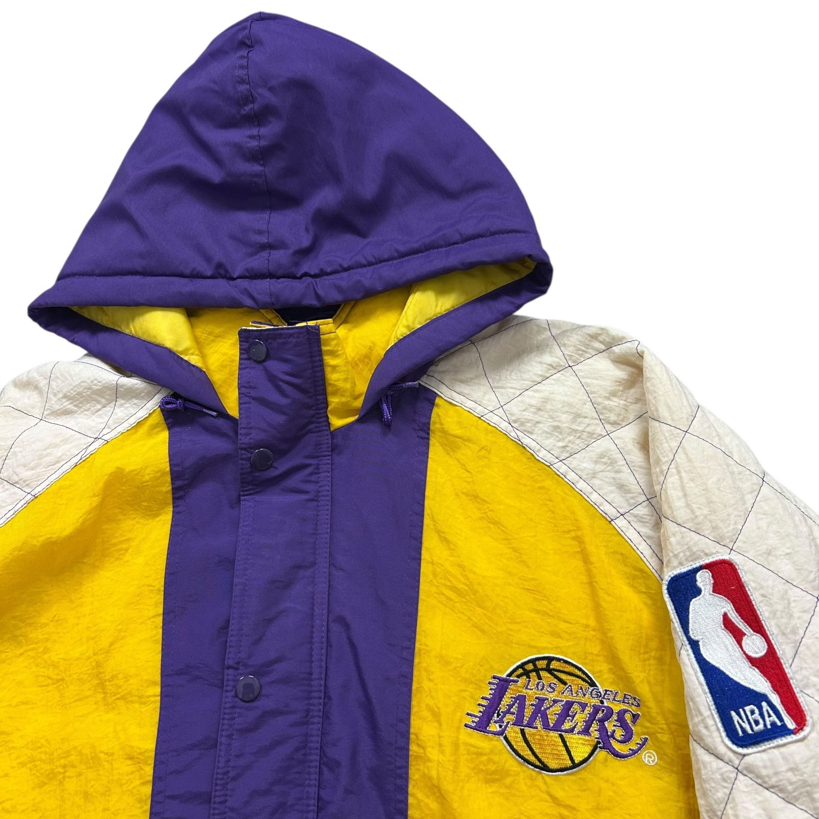 NBA VTG 90s LOS ANGELES LAKERS STARTER PUFFER JACKET HOODED XL Size US XL / EU 56 / 4 - 4 Thumbnail