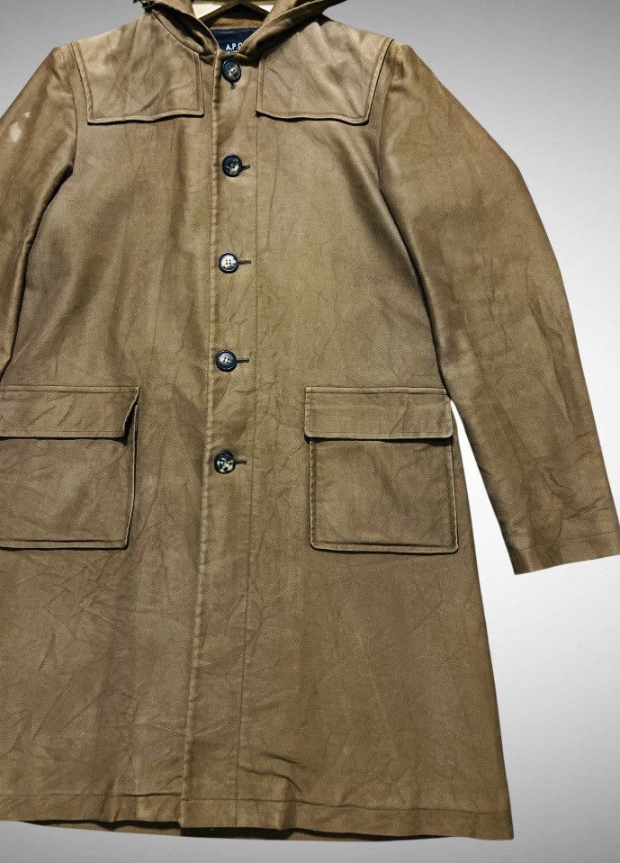 A.P.C. Distressed Vintage A.P.C Heavy/Wax Cotton Long Hooded Jacket Size US L / EU 52-54 / 3 - 5 Thumbnail