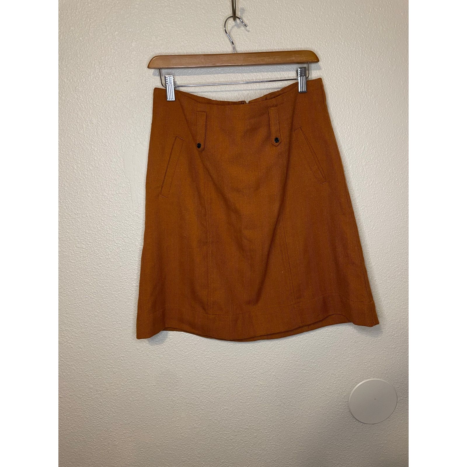 Merona Merona Wool Blend Rust Orange Retro High Waisted Mini Skirt Size 32" / US 10 / IT 46 - 11 Thumbnail