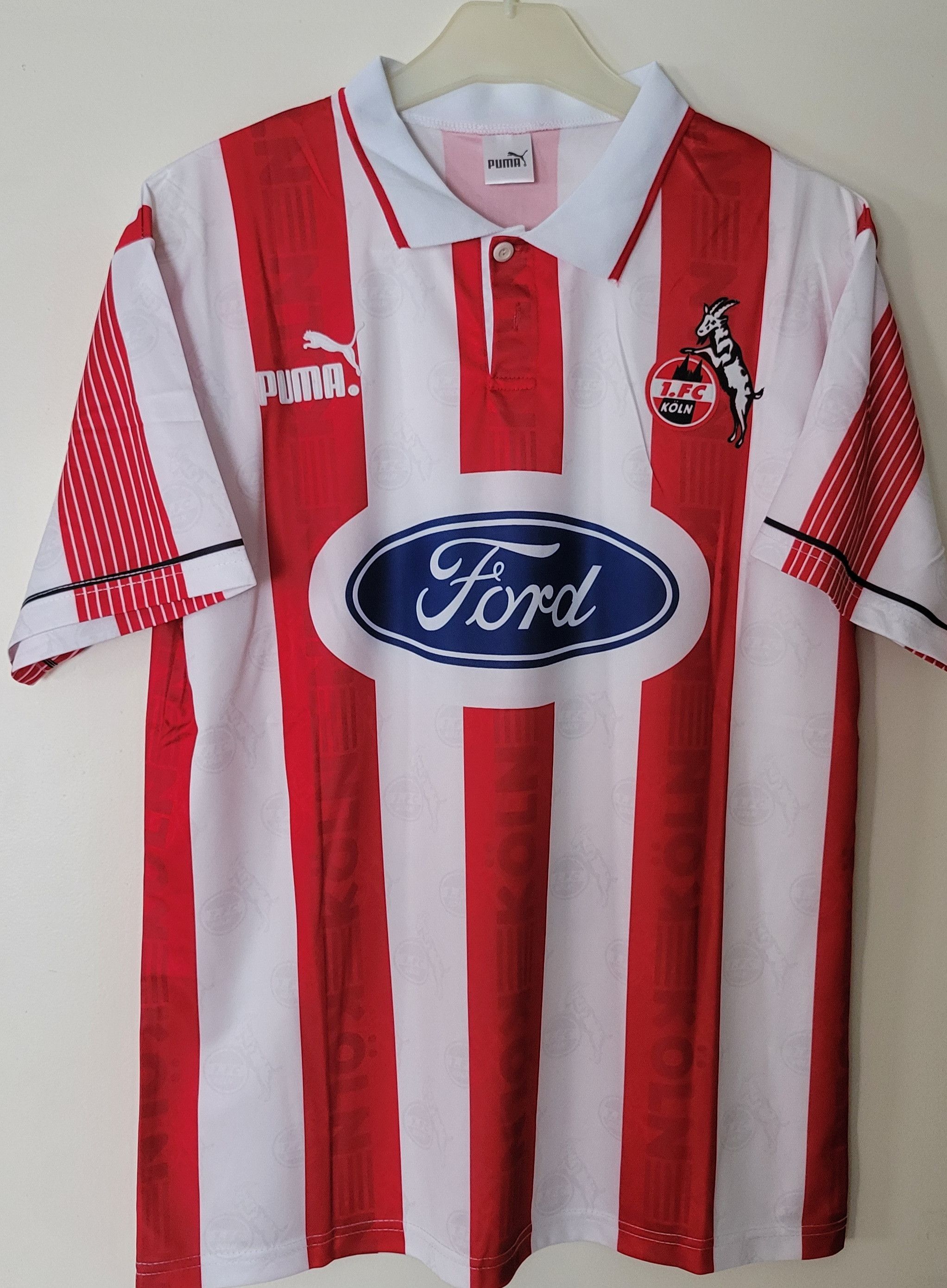 Other Polster 9 FC Cologne 1995/1996 Vintage Soccer trikot Jersey Size US L / EU 52-54 / 3 - 2 Thumbnail