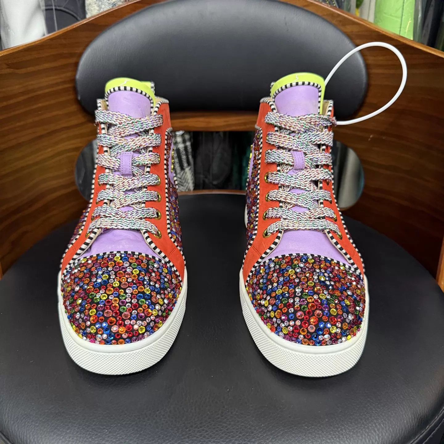 Christian Louboutin CL Candy-Colored Crystal Red Sole Flat 38.5 2x Worn Size US 8 / IT 38 - 2 Thumbnail