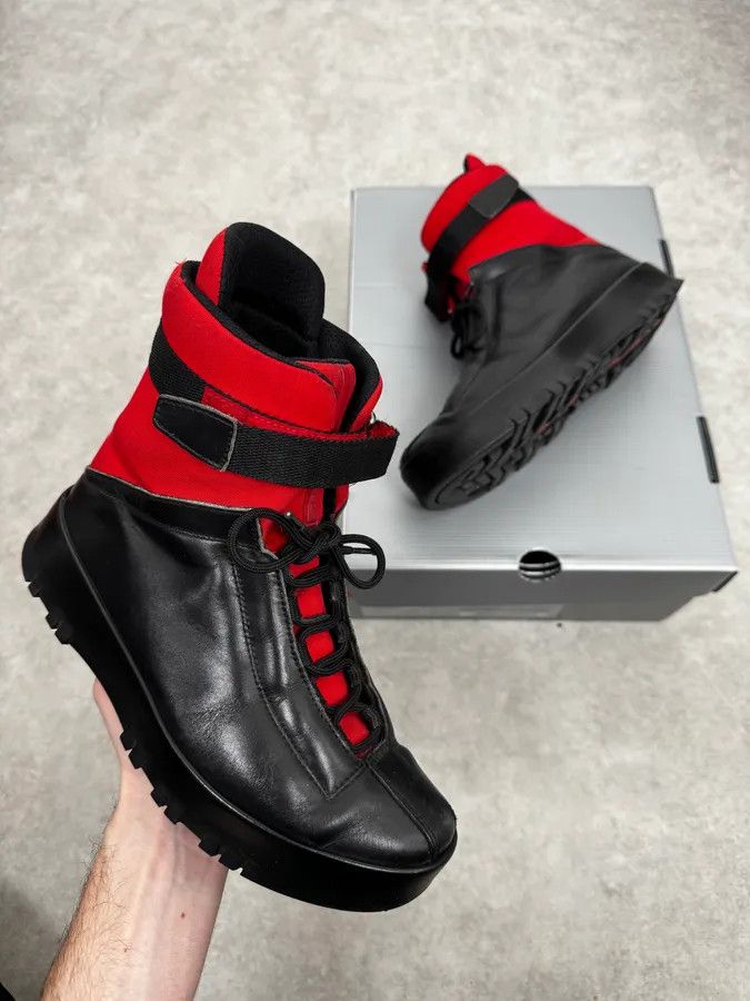 Prada 2000s Prada Black & Red Leather High Boots Size US 8 / IT 38 - 1 Thumbnail