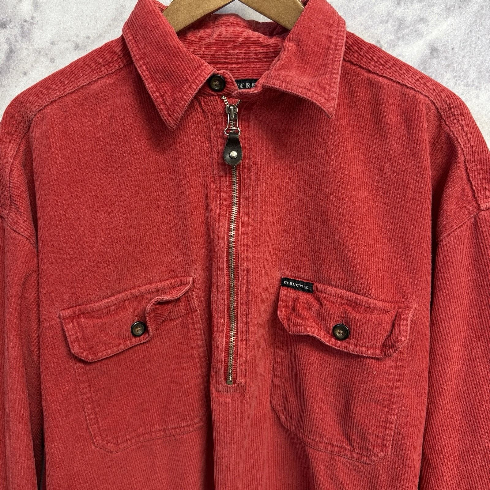 Structure × Vintage Vintage Structure Corduroy Anorak Jacket Adult Large Red Col Size US L / EU 52-54 / 3 - 3 Thumbnail
