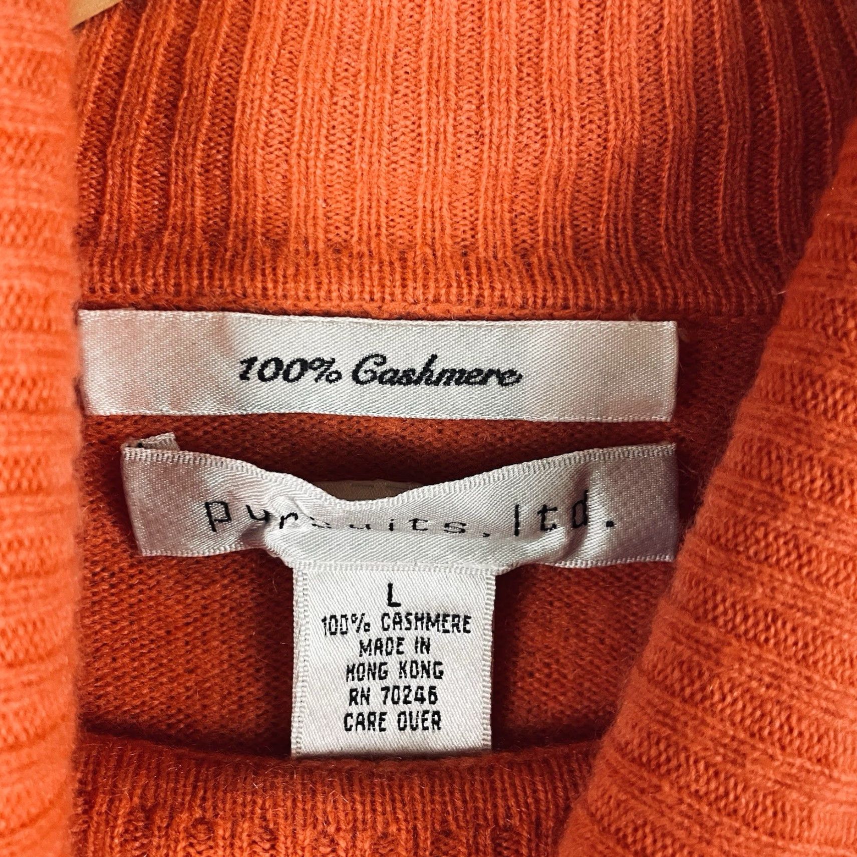 Vintage VINTAGE Pursuits Ltd Sweater Shirt Womens L Orange 100% Cashmere Turtleneck Knit Pullover 80s 90s City Classic Fall Winter Spring Size L / US 10 / IT 46 - 6 Thumbnail