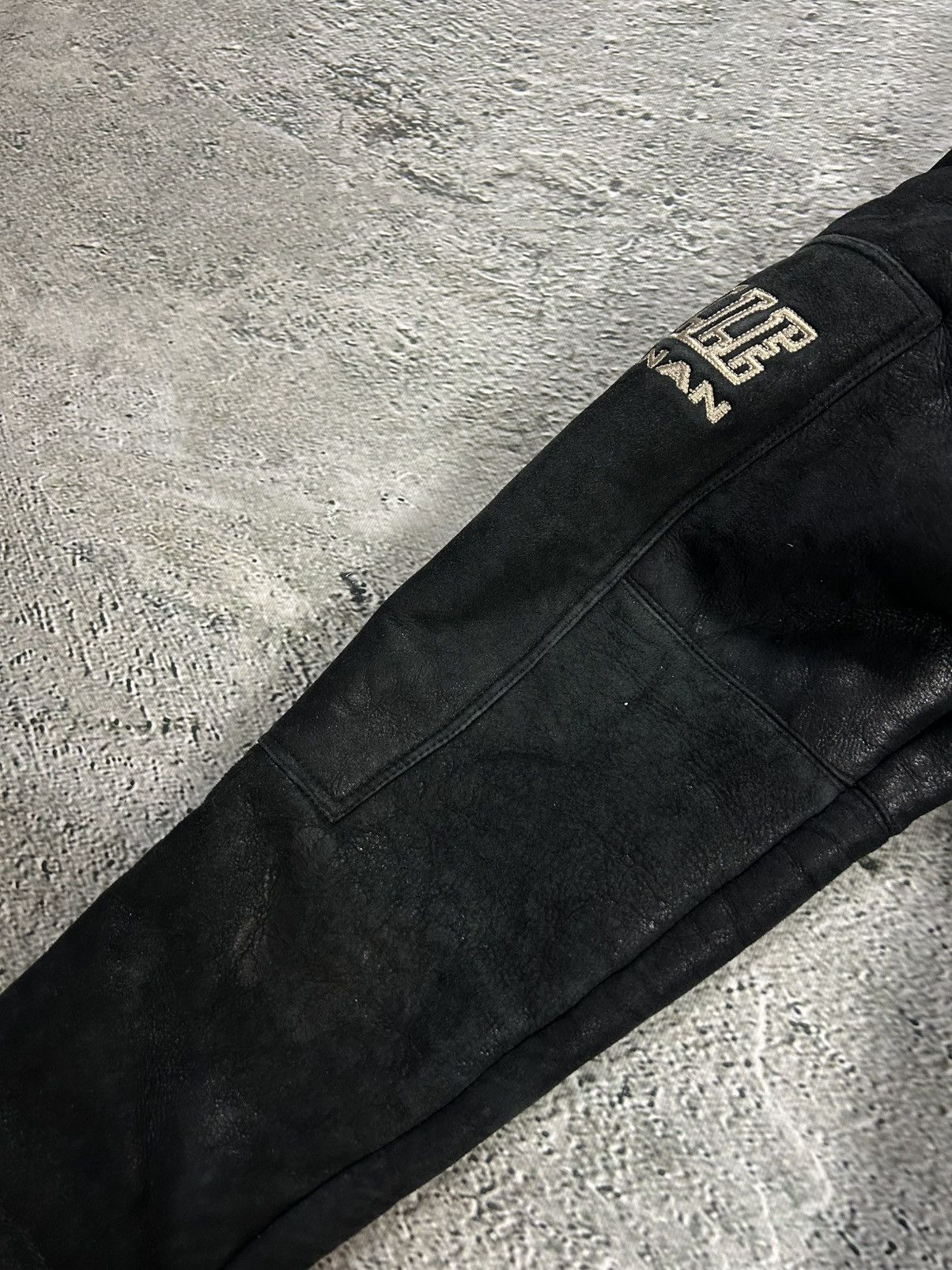 Marc Buchanan Pelle Pelle leather jacket sherpa fur black big logo 90s Size US XL / EU 56 / 4 - 12 Thumbnail