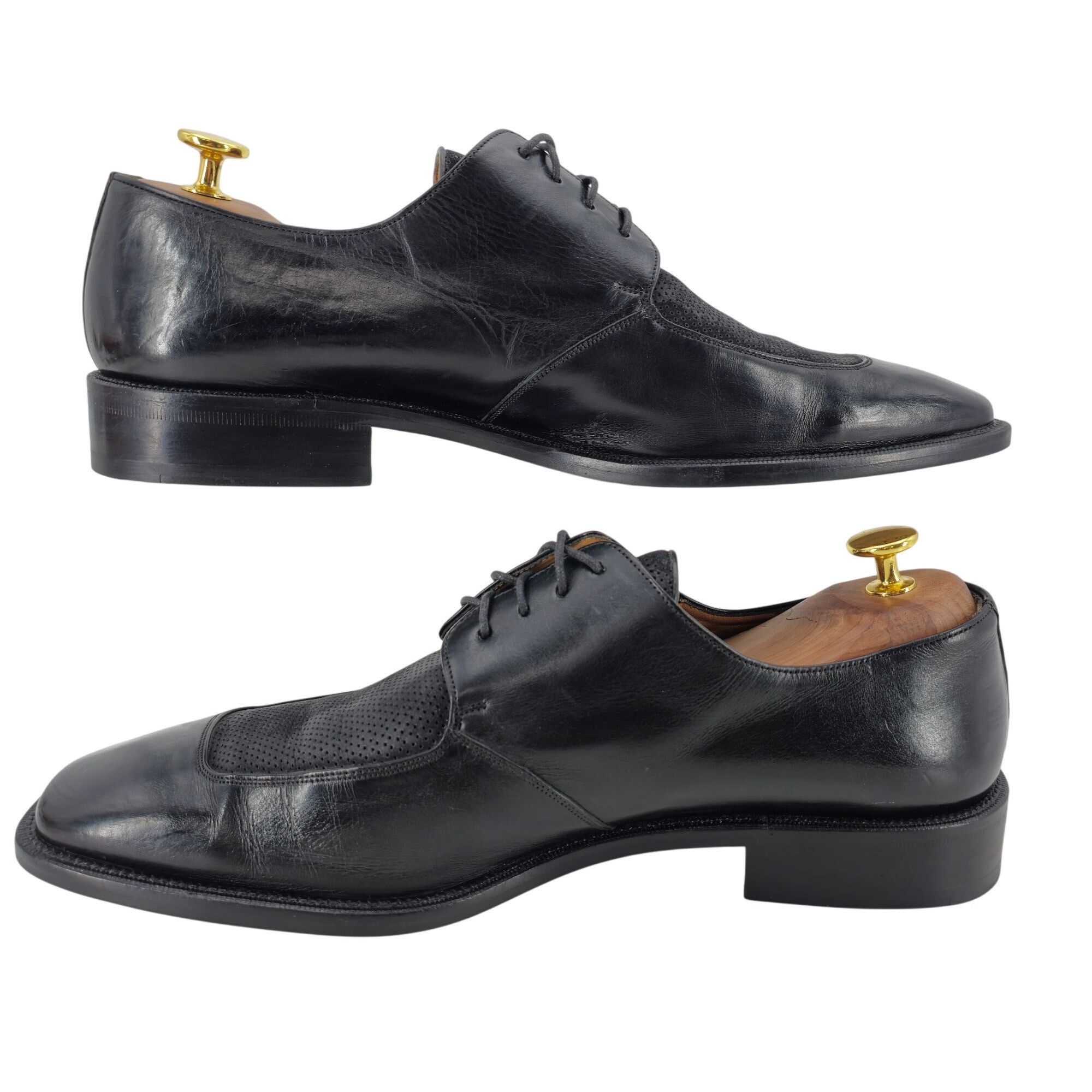 Mezlan Mezlan Spain Mens 12 Black Leather Suede Dress Shoes Derby Size US 12 / EU 45 - 6 Thumbnail