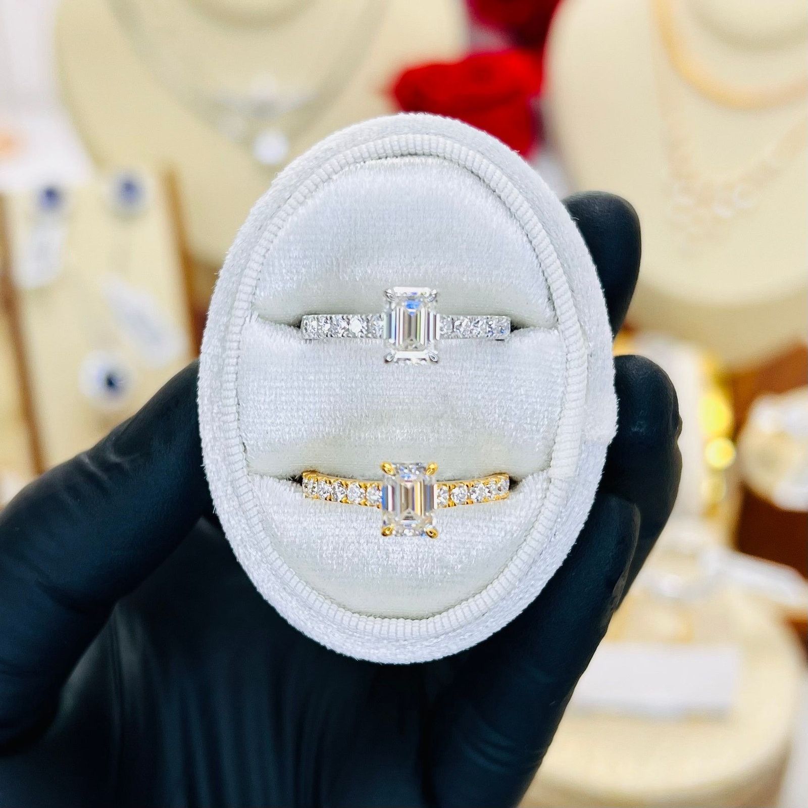 Other 1.42ctw Emerald Cut Moissanite Pavé Engagement Ring Size ONE SIZE - 1 Thumbnail
