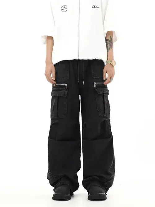 Designer y2k baggy flared fade cargo jeans Size US 32 / EU 48 - 4 Thumbnail