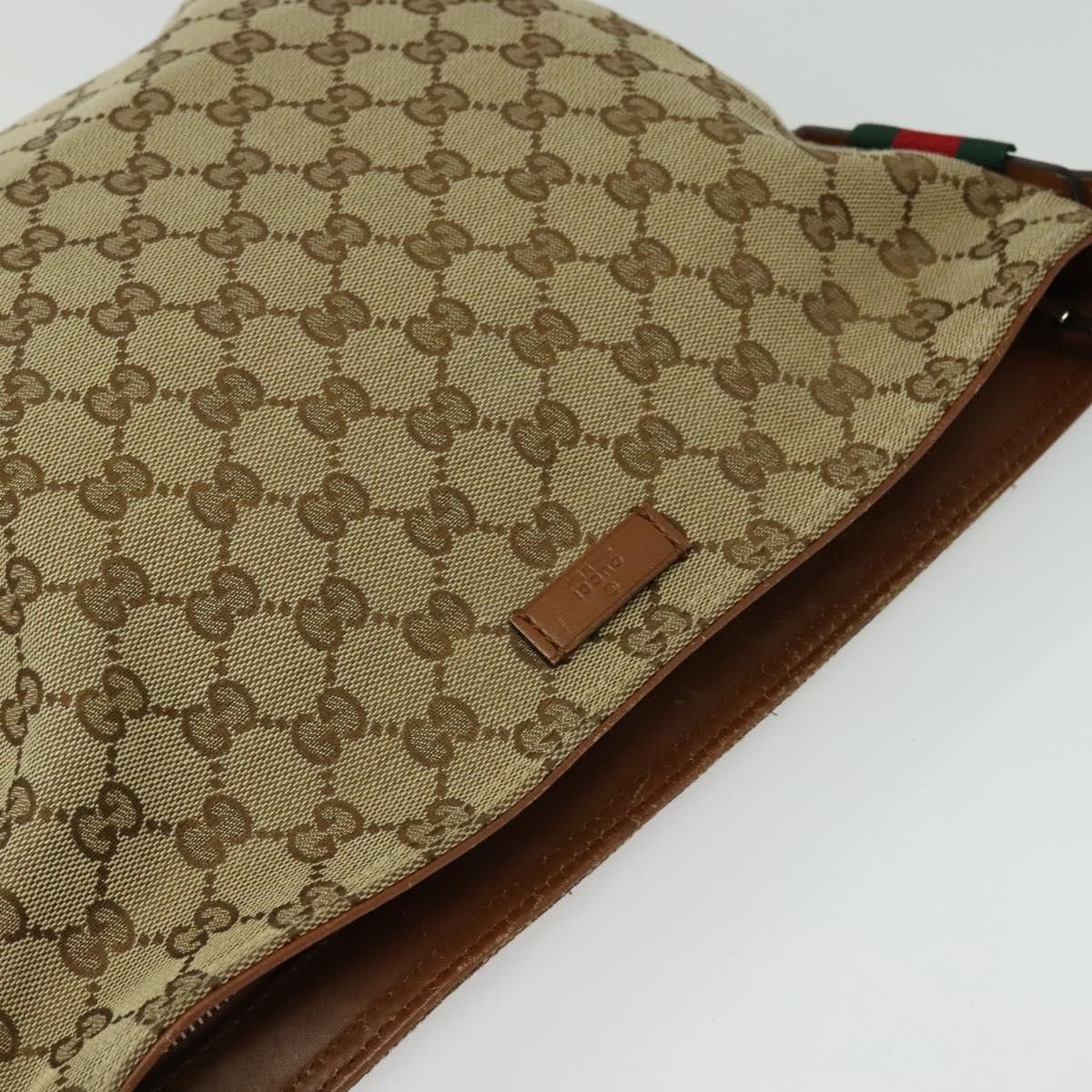 Gucci GUCCI GG Canvas Web Sherry Line Shoulder Bag Beige Gold Size ONE SIZE - 6 Thumbnail