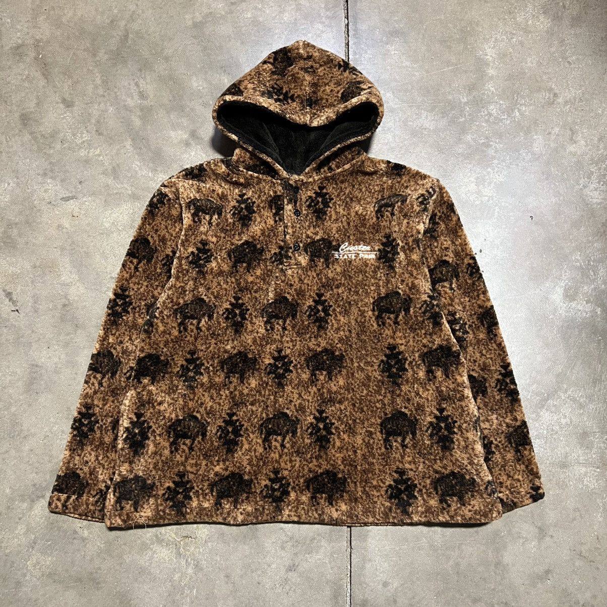Vintage Vintage Custar State Park Fleece Buffalo Hoodie Jacket 90s Size US L / EU 52-54 / 3 - 1 Thumbnail