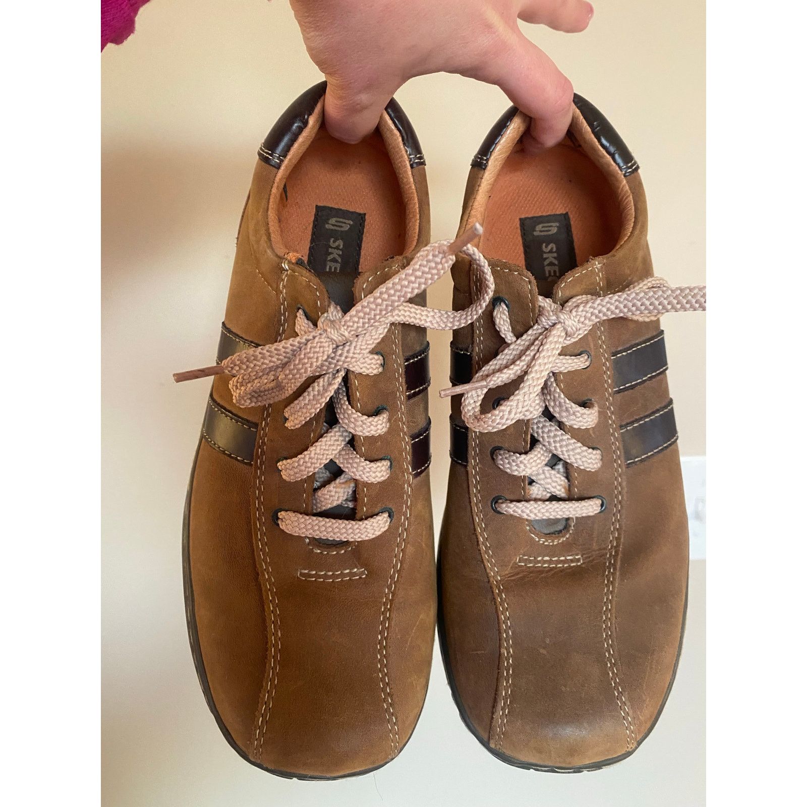 SKECHERS Y2K Skechers Vintage Brown Leather Lace Up Sneakers 8 Size US 8 / EU 41 - 2 Thumbnail
