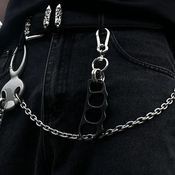 Jewelry Metal Brass Knuckle Keychain Clip, Edgy Men's Accessory Size ONE SIZE - 2 Thumbnail
