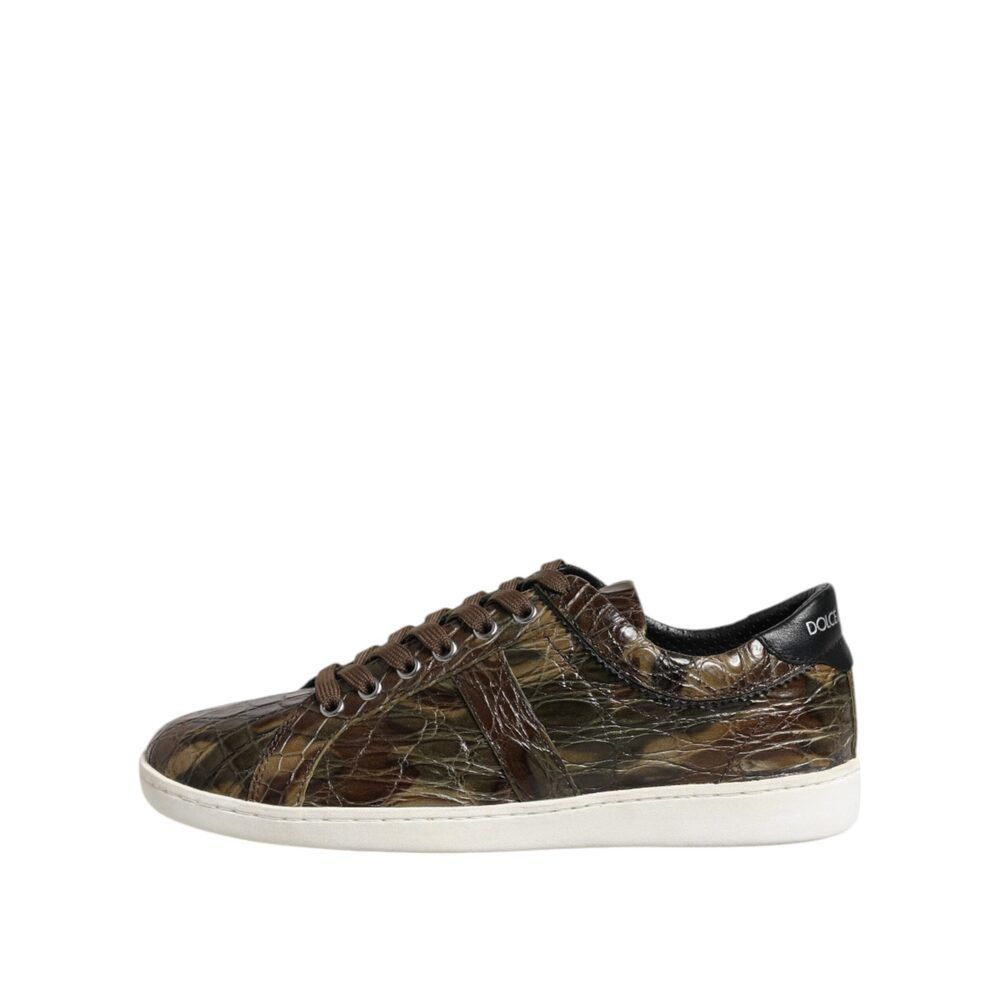 Dolce & Gabbana Dolce & Gabbana Brown Exotic Leather Low Top Sneakers Shoes Size US 7 / EU 40 - 6 Thumbnail
