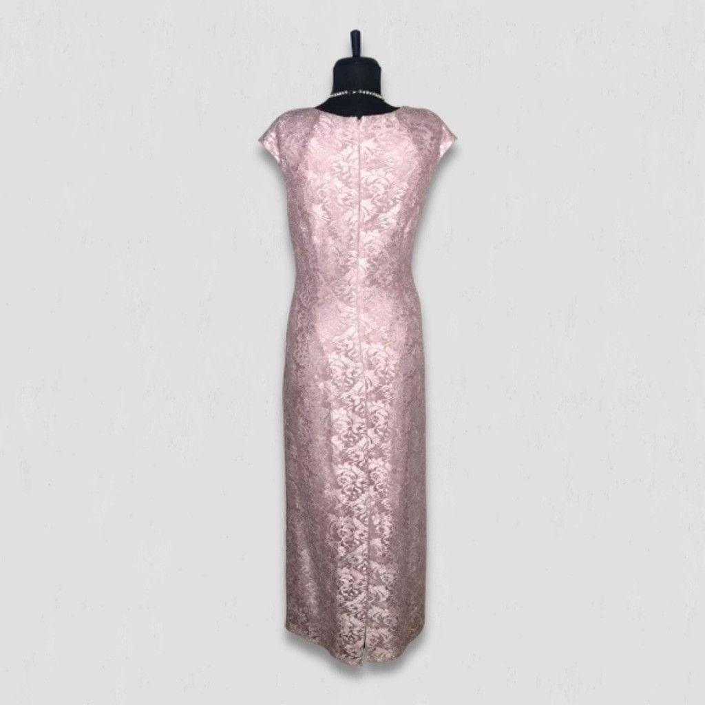 Vintage Tahari Arthur S. Levine Maxi Sequin Gown Floral Lace Pink 6 Size M / US 6-8 / IT 42-44 - 2 Thumbnail