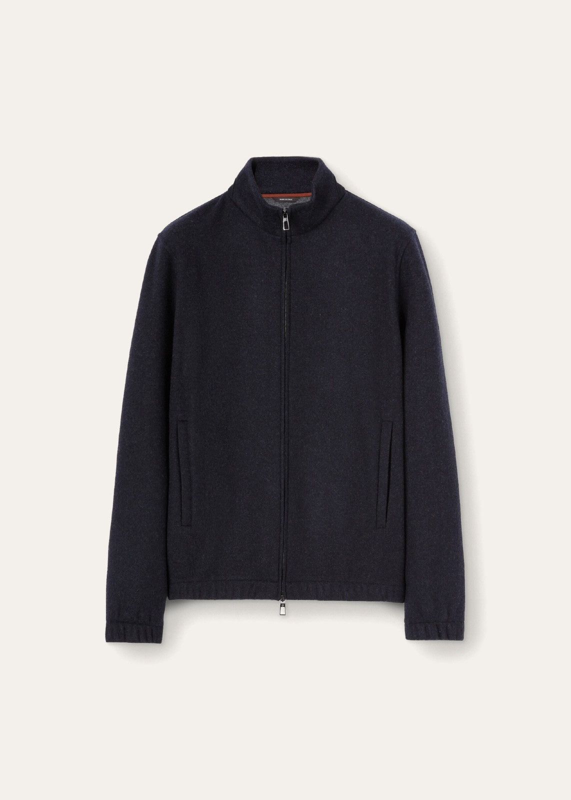 o1srvl11e0125 Cashmere Jersey Bomber Jacket in Navy Blue
