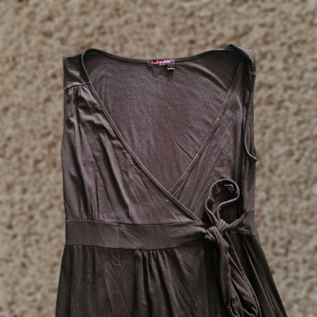 Vintage FRESH PRODUCE Dress Women Small Black Wrap Front Sleeveless V Neck Basic Casua Size S / US 4 / IT 40 - 1 Thumbnail