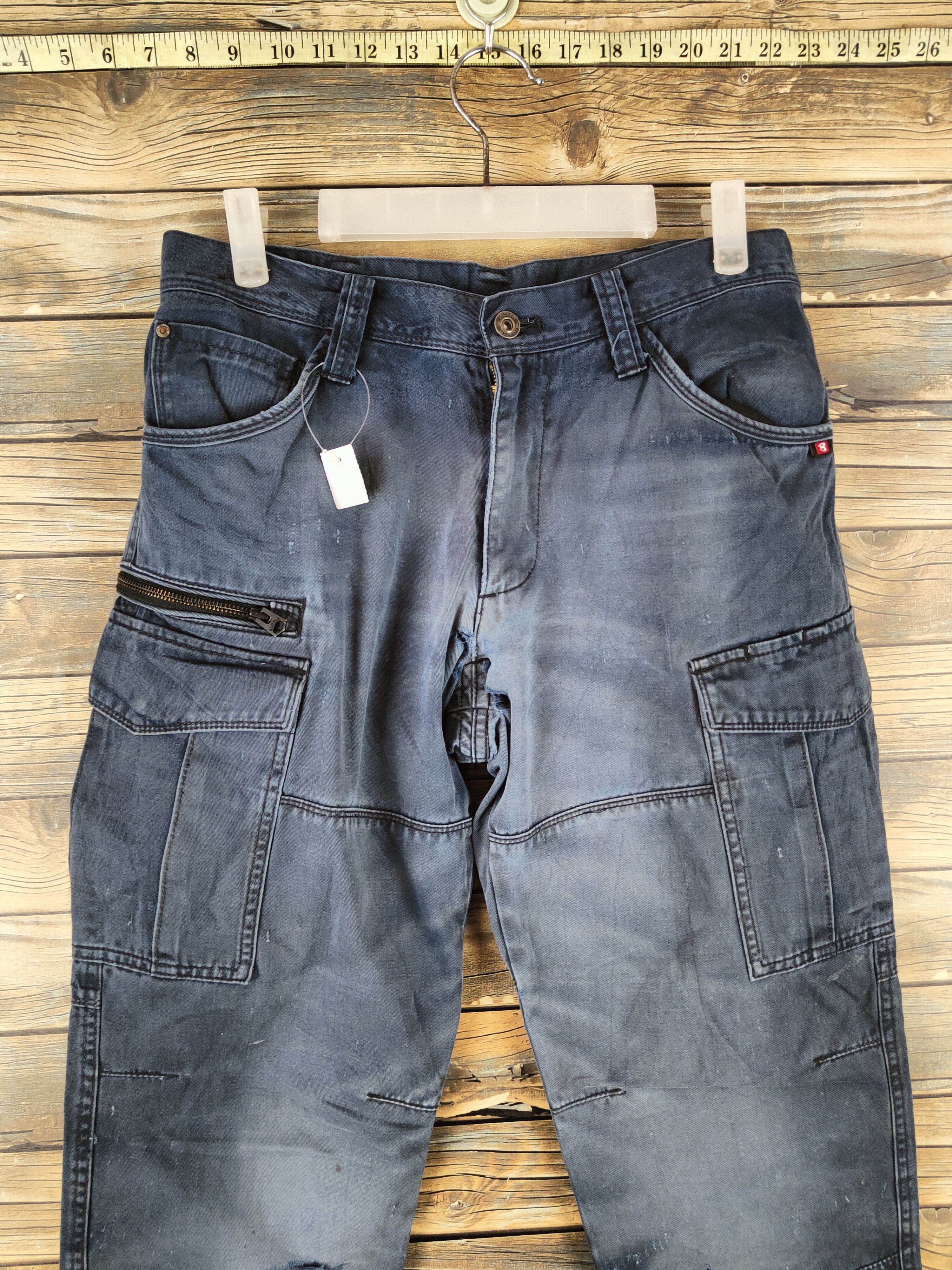 Japanese Brand DL Burtle Dark Blue Multipocket Cargo Pants #46-357 Size US 30 / EU 46 - 4 Thumbnail