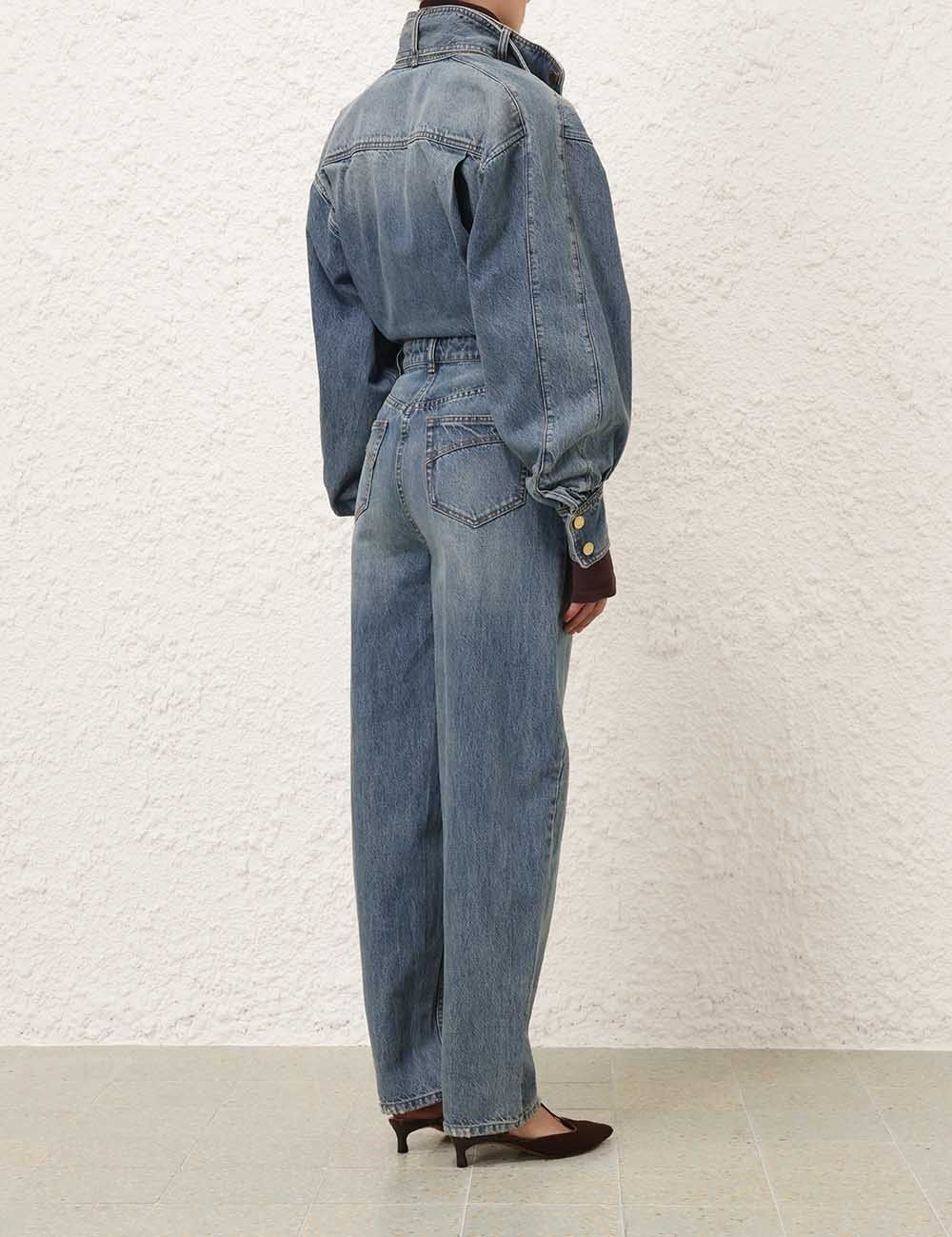 Zimmermann oc11z0925 Illustration Denim Boilersuit in Blue Size 30" / US 8 / IT 44 - 4 Thumbnail