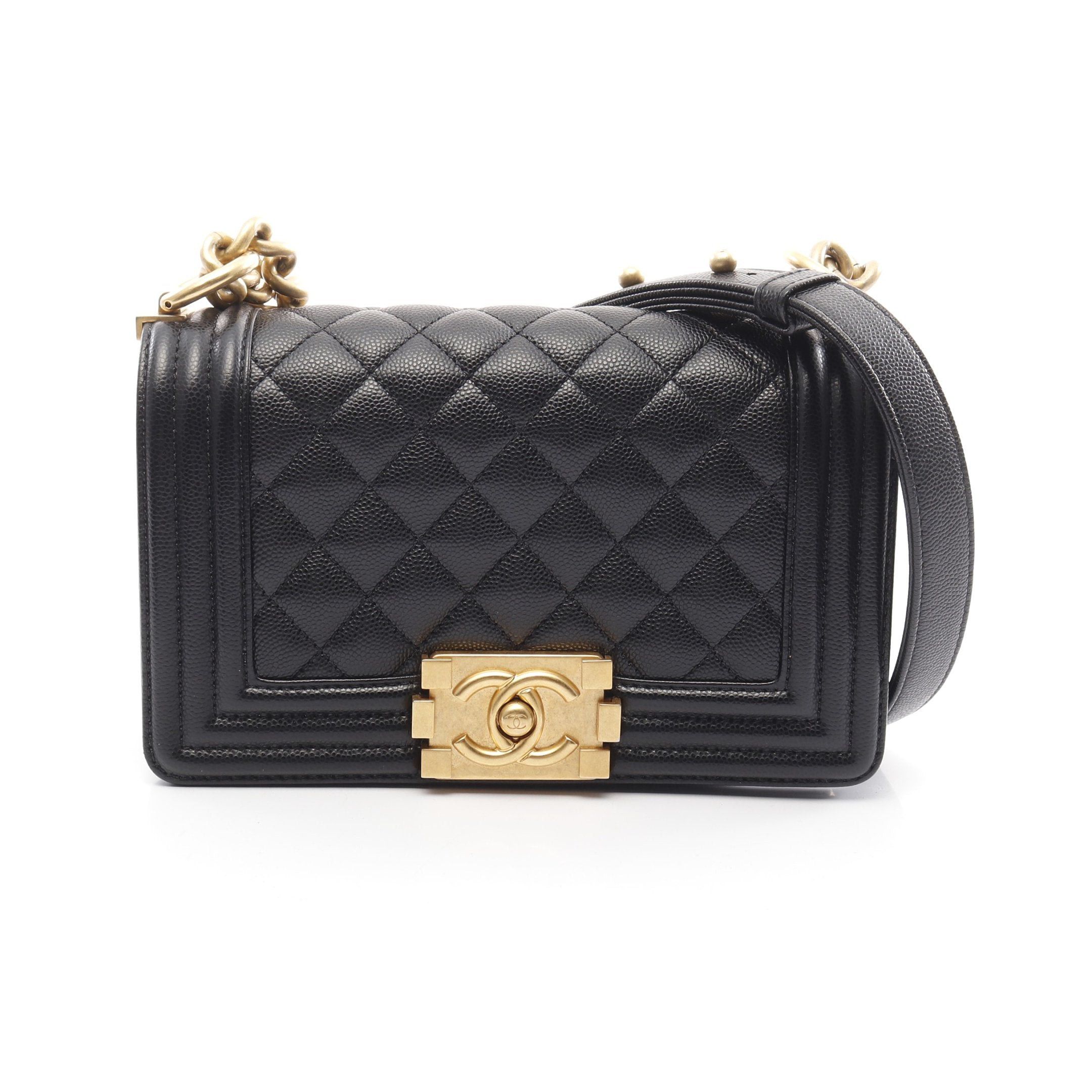 Chanel Chanel Boy Chanel Small Chain Shoulder Bag Caviar Skin Black Gold Hardware Size ONE SIZE - 1 Thumbnail