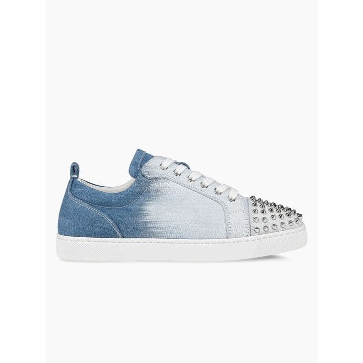 Christian Louboutin Christian Louboutin Louis Junior Spikes Flat Denim Blue Whit Size US 11 / EU 44 - 1 Thumbnail