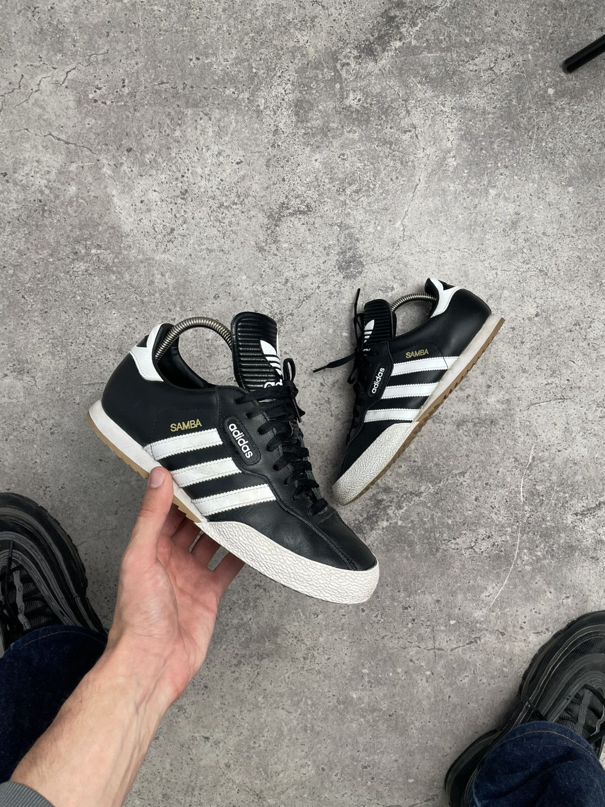 Vintage Adidas Samba Super Leather Sneakers Shoes in Black, Men's (Size 8.5)