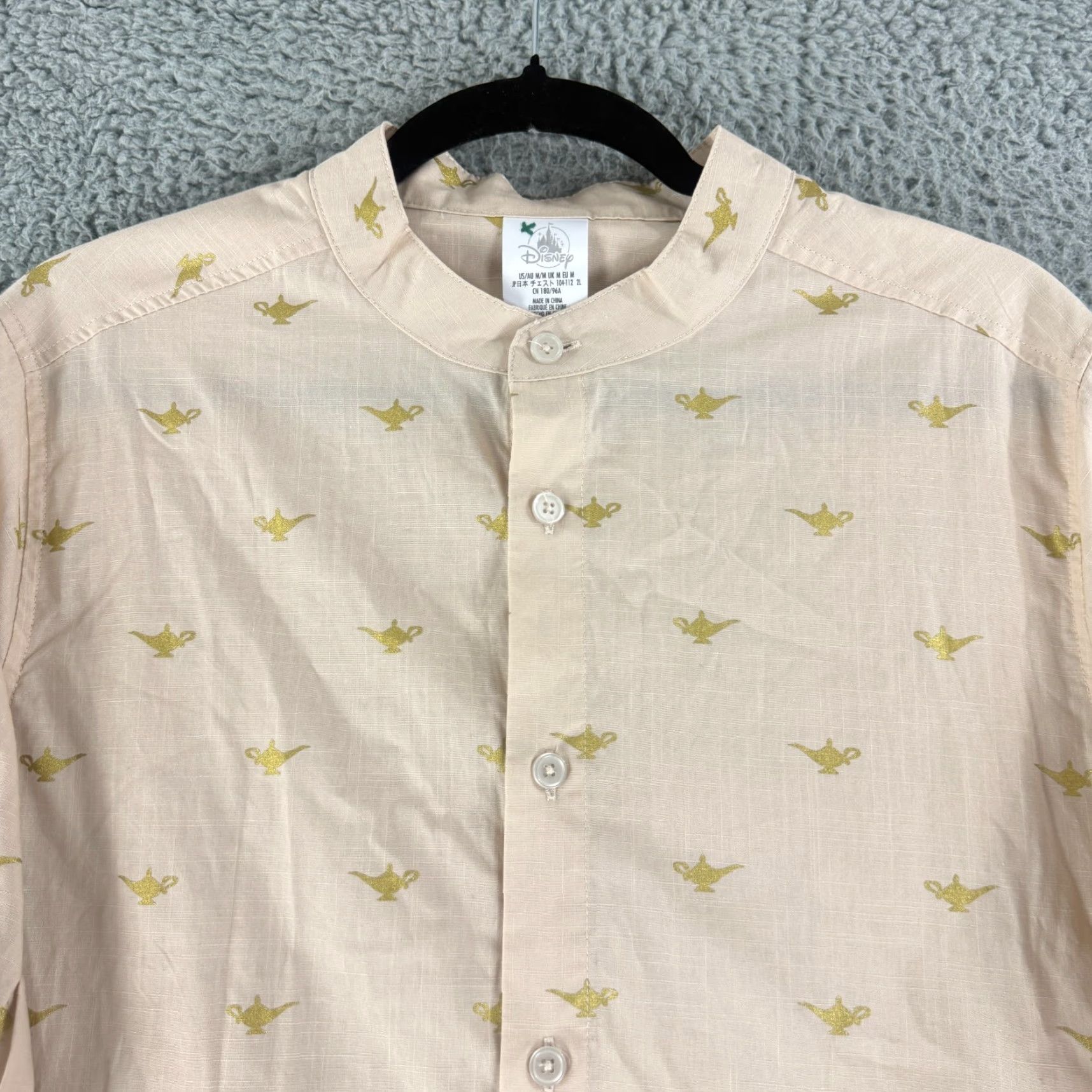 Disney Disney Aladdin Button-Up Shirt Mens Medium Beige Genie Lamp Long Sleeve Cotton Size US M / EU 48-50 / 2 - 2 Thumbnail