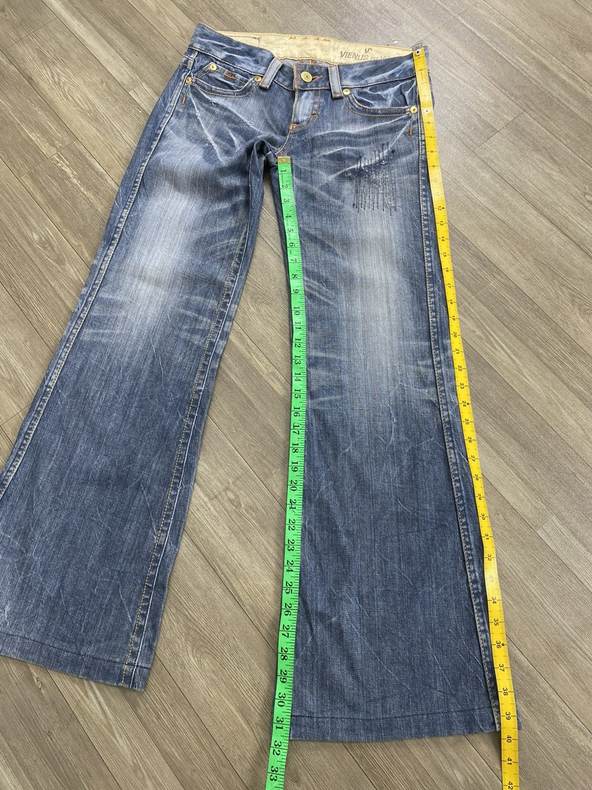 If Six Was Nine 2000s Venus Edwin Distressed Punk Faded Bootcut Flared Jeans Size US 30 / EU 46 - 19 Thumbnail