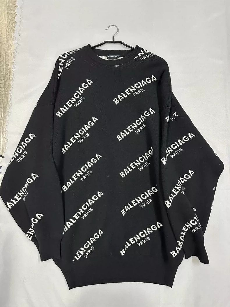 Balenciaga Paris Full Print Bulletproof Sweater, Size L