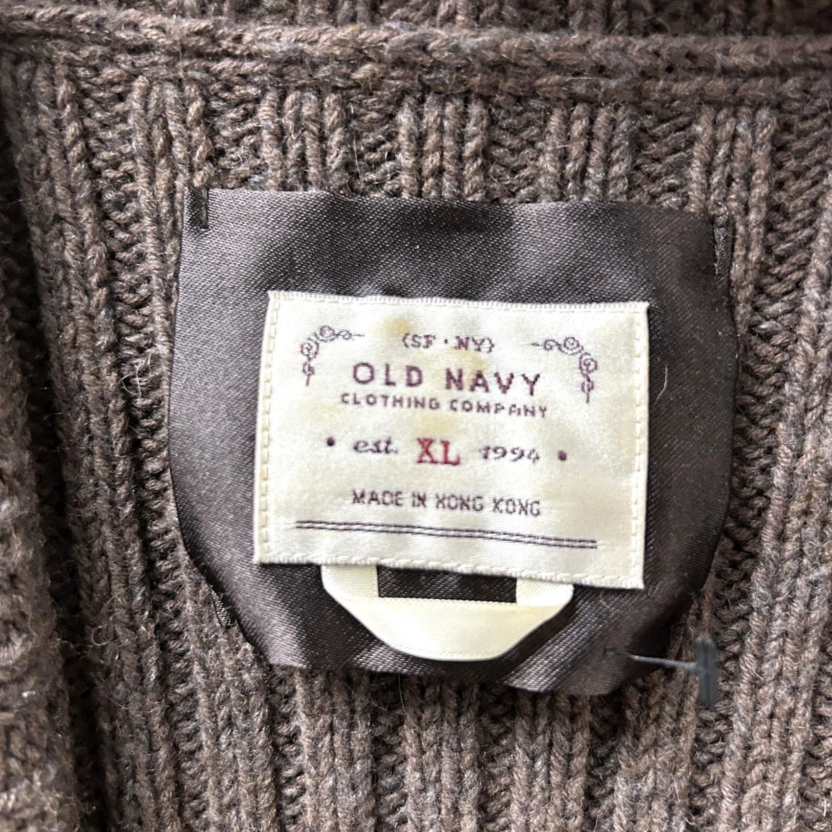 Old Navy VINTAGE Old Navy Sweater Womens XL Brown Cable Knit Tunic Shawl Collar Hong Kong Size XL / US 12-14 / IT 48-50 - 2 Thumbnail
