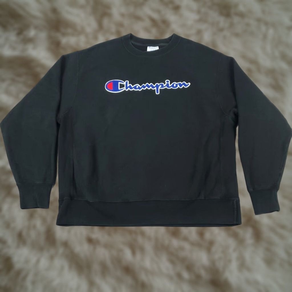 Champion Champion Black Pullover Sweater XL Long Sleeve Knit Mens Size US XL / EU 56 / 4 - 1 Thumbnail