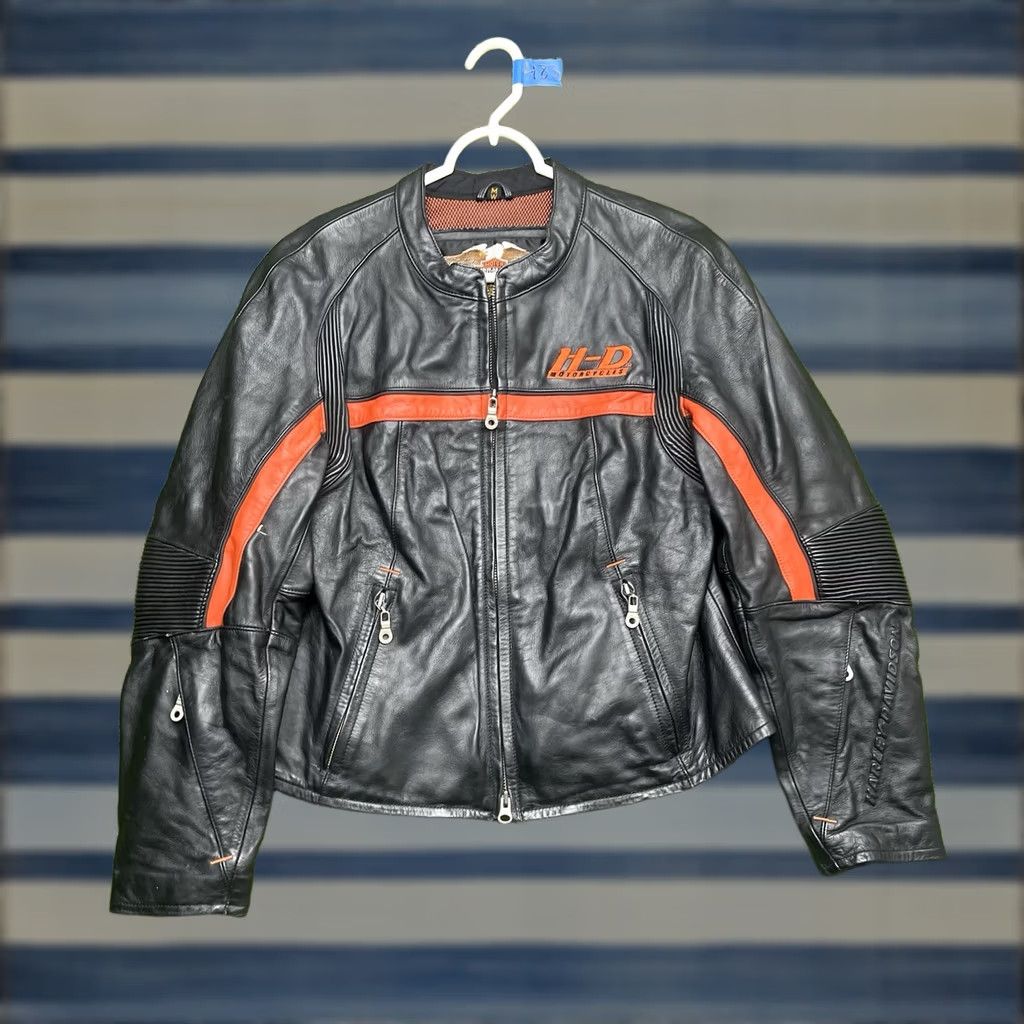 Harley Davidson Harley-Davidson Leather Jacket Womens Medium Riding Biker Lumbar Back Support Black Solid Long Sleeve Zip Full Zip All Seasons Size M / US 6-8 / IT 42-44 - 1 Thumbnail