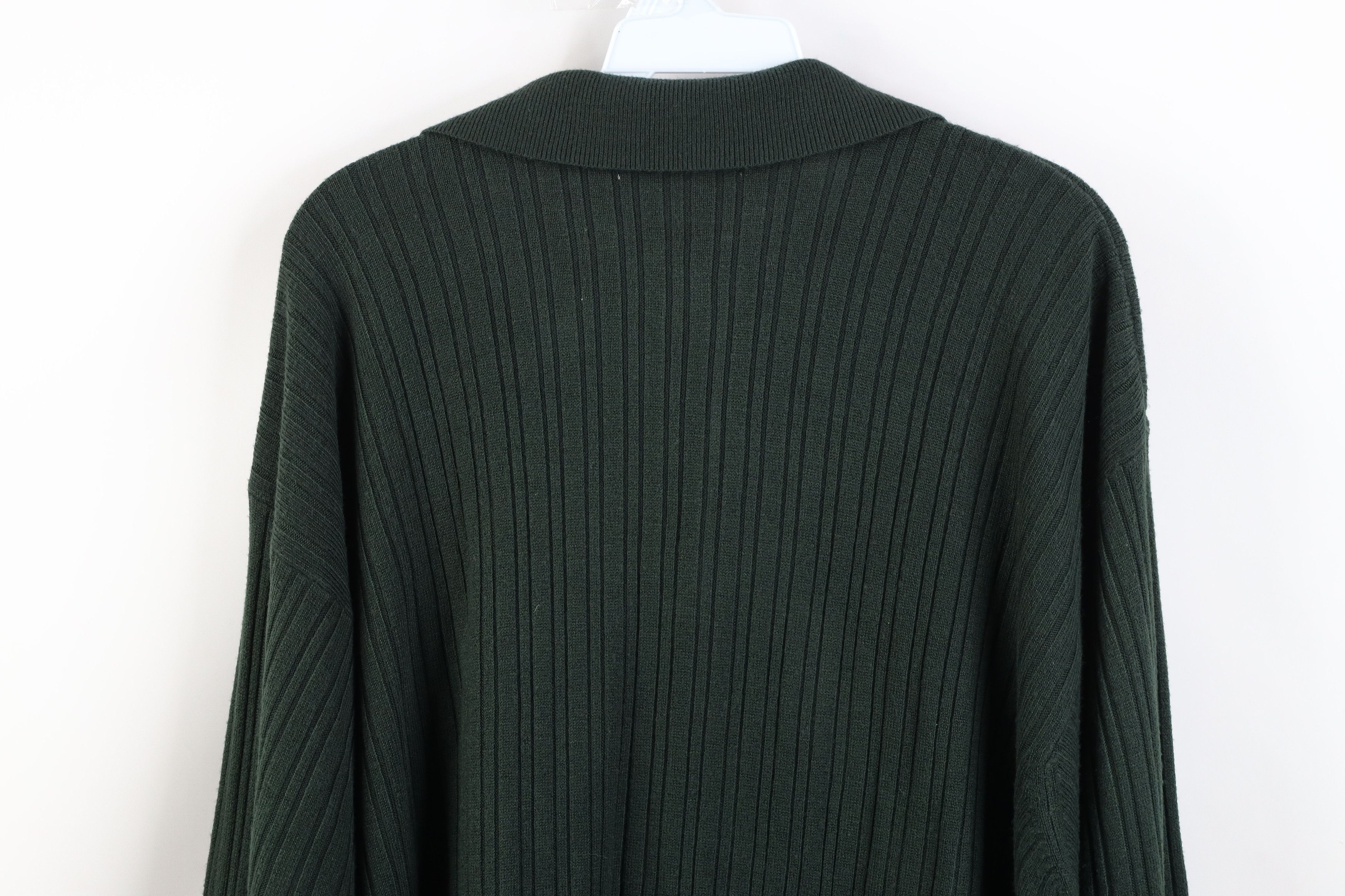 Vintage Vintage 90s Streetwear Cable Knit Collared Sweater Green Size US XL / EU 56 / 4 - 9 Thumbnail