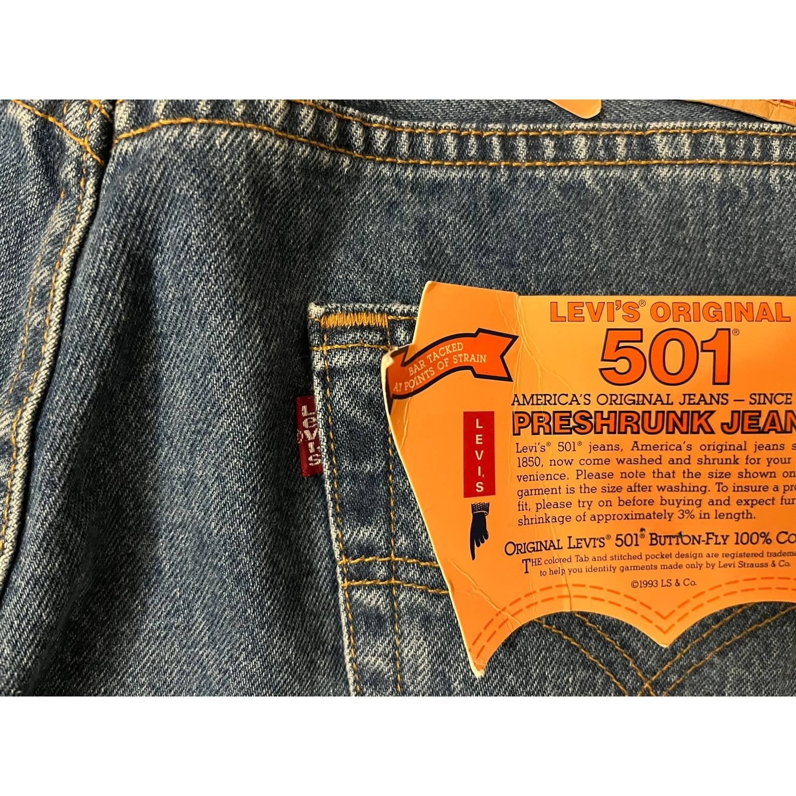 Levi's Levis VTG 1993 501 Preshrunk Jeans Size 36X30 NWT Size US 36 / EU 52 - 5 Thumbnail