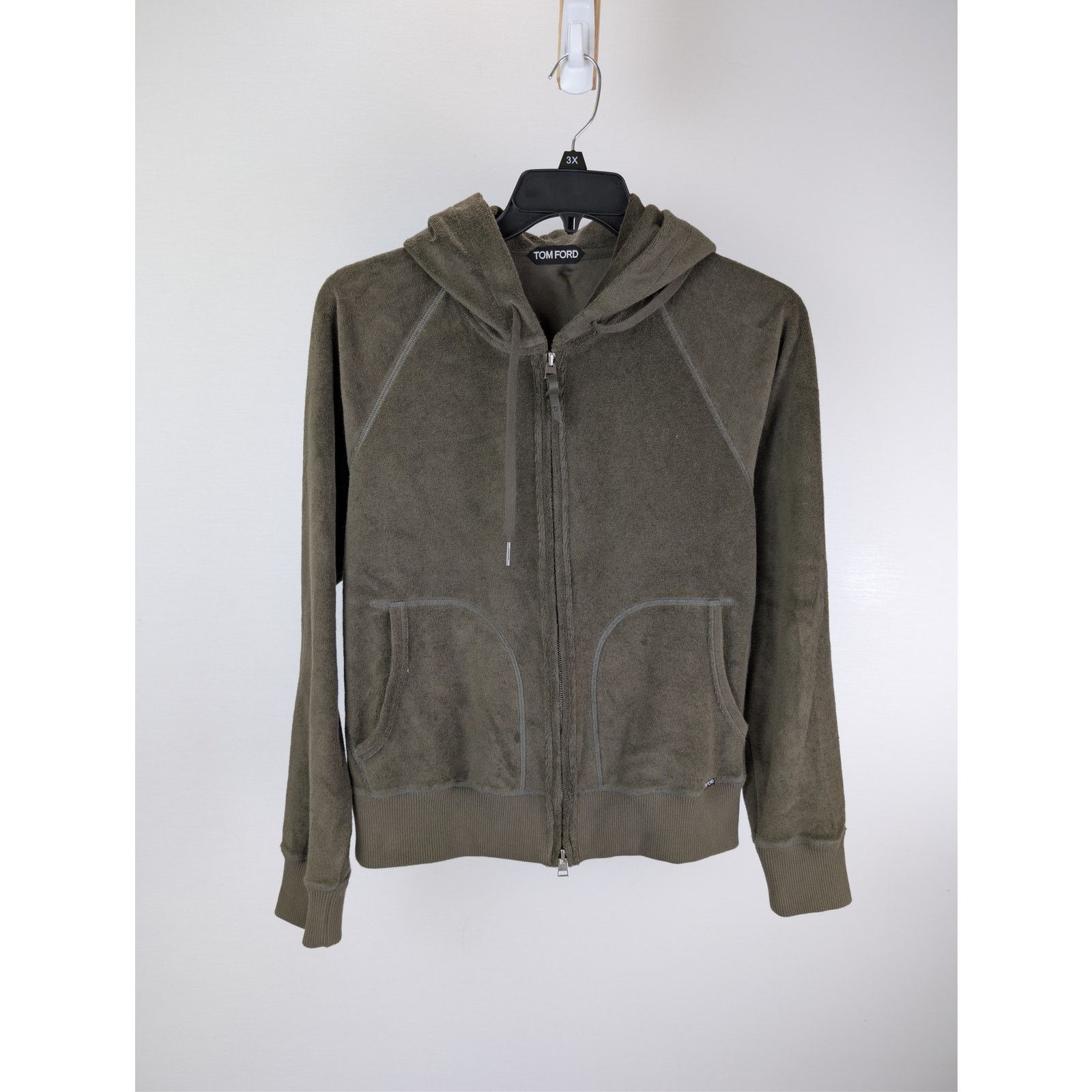 Tom Ford o1rshd1 CC20 Towelling cotton hoodie in green Size US M / EU 48-50 / 2 - 1 Thumbnail