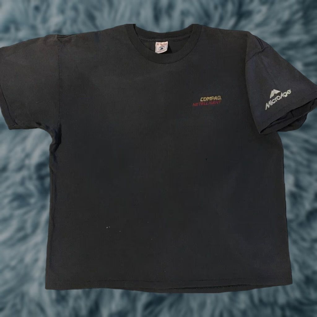 Apple VINTAGE Compaq Netelligent Shirt L Black 90s Distressed Short Sleeve Crew Neck Single Stitch Men T-Shirt Computer Electronics Vintage 90s USA Size US L / EU 52-54 / 3 - 1 Thumbnail