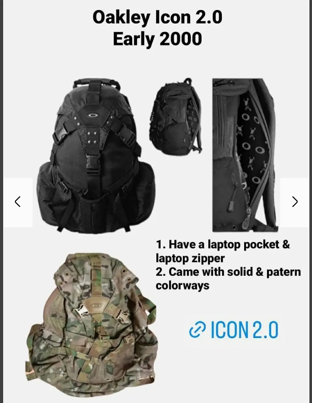 Oakley × Vintage 2000s Oakley Icon 2.0 Backpack Vintage Bag Sandbag Tactical Size ONE SIZE - 25 Thumbnail