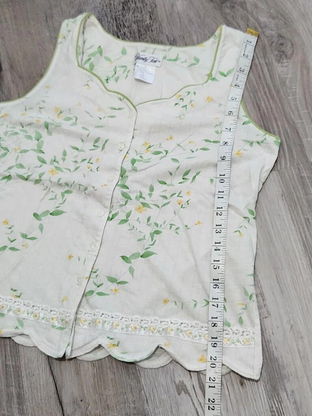 Designer Vintage Vanity Fair Pajama Set Small Capris Tank Scalloped Size ONE SIZE - 4 Thumbnail