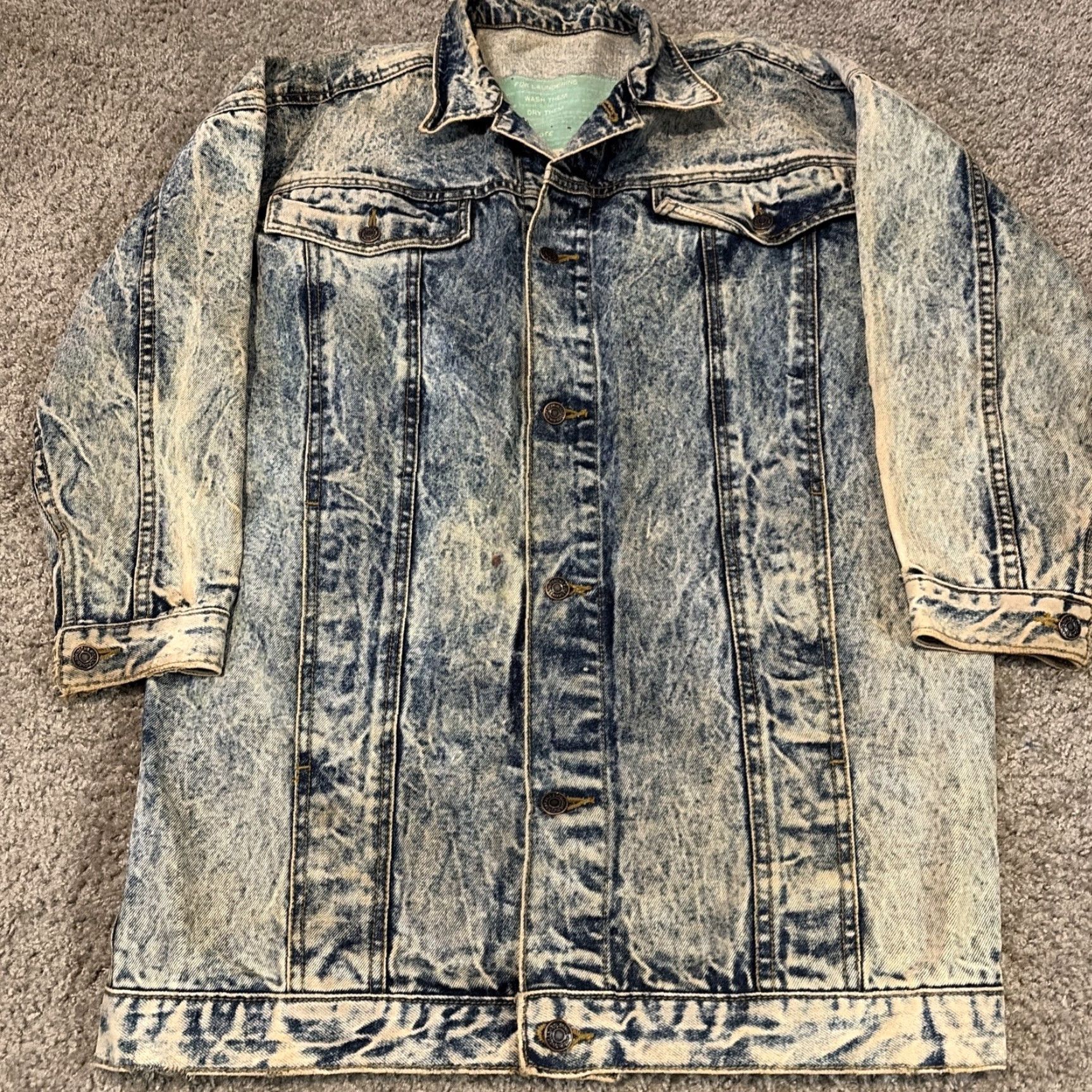 Jordache VINTAGE Jordache Denim Jacket Trench Coat Women M Blue 90s Shirt? Size 32" / US 10 / IT 46 - 4 Thumbnail