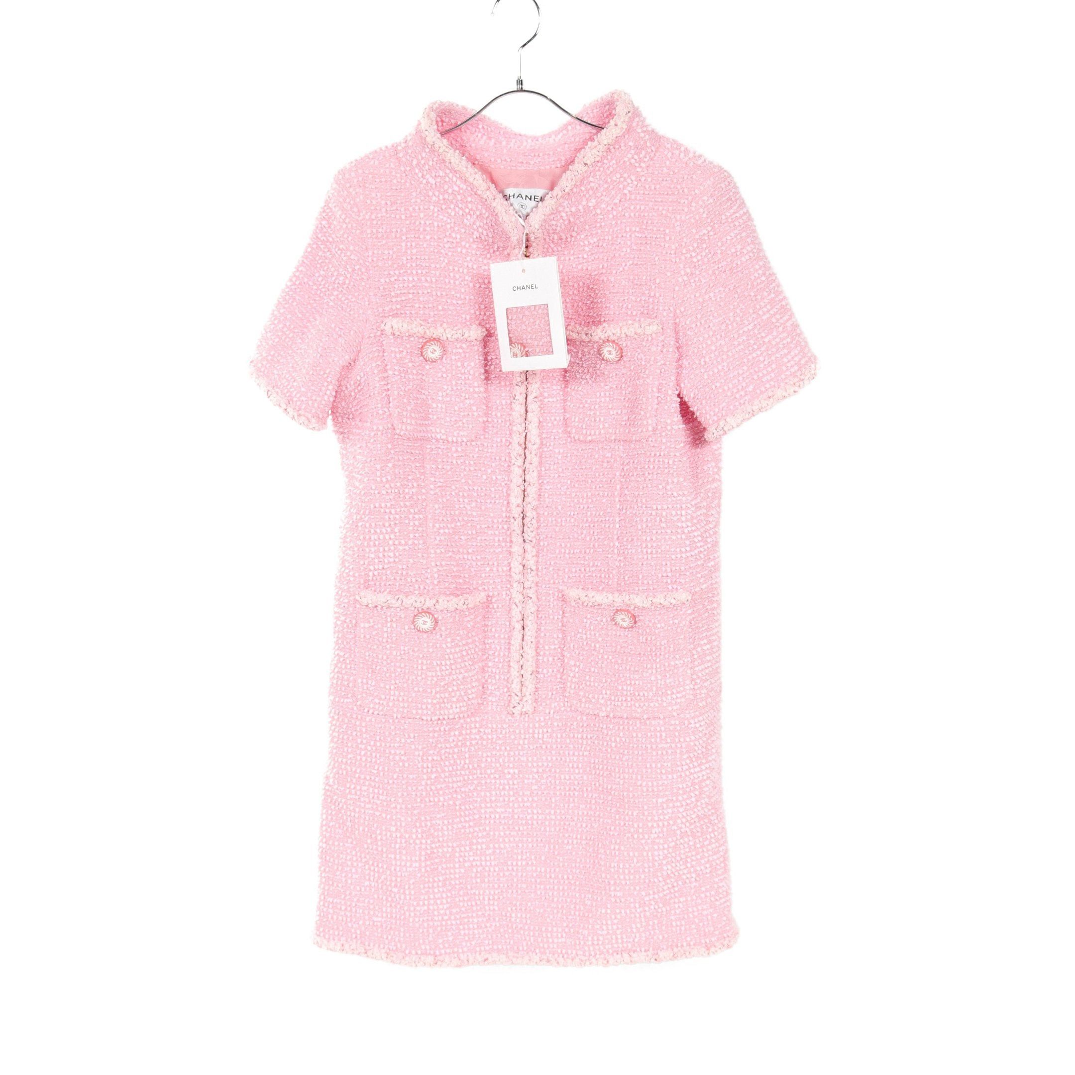 Chanel Chanel Tweed One Piece Short Sleeve Wool Nylon Pink Size ONE SIZE - 1 Thumbnail