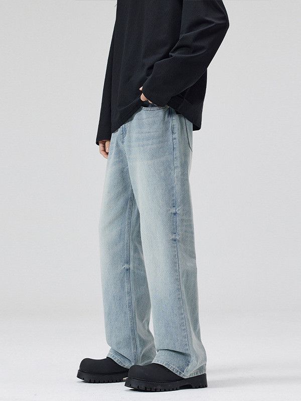 Japanese Brand Men's trendy cleanfit high-street washed light blue jeans Size US 32 / EU 48 - 3 Thumbnail