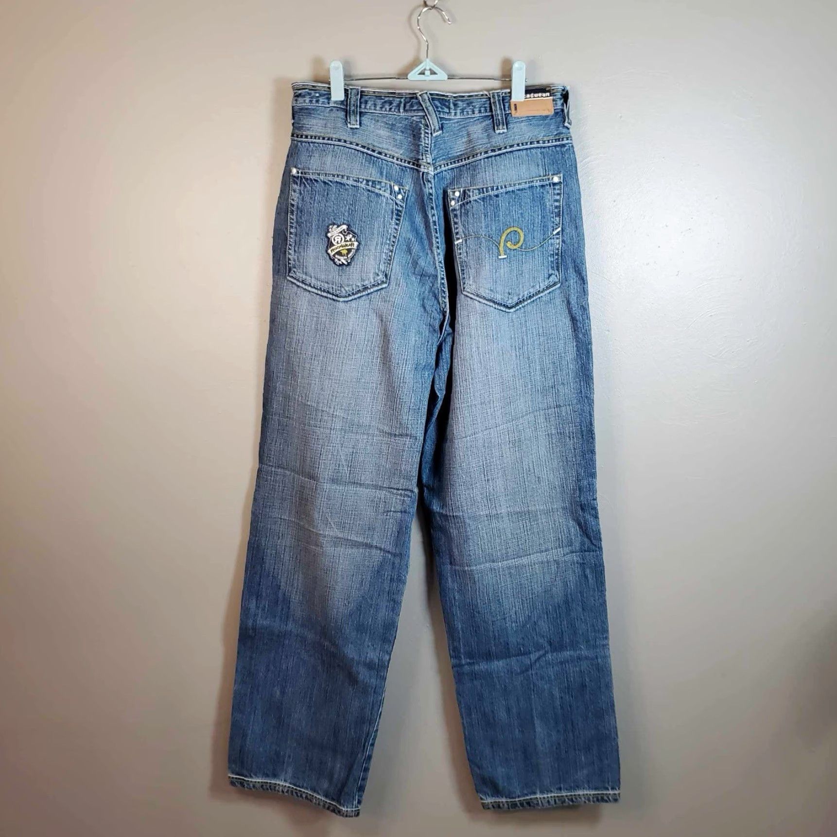 Rocawear VINTAGE Rocawear Hip Hop Jeans - Denim Wide-Leg Baggy 32 x 33 Blue Dark Wash Mens Size US 32 / EU 48 - 3 Thumbnail