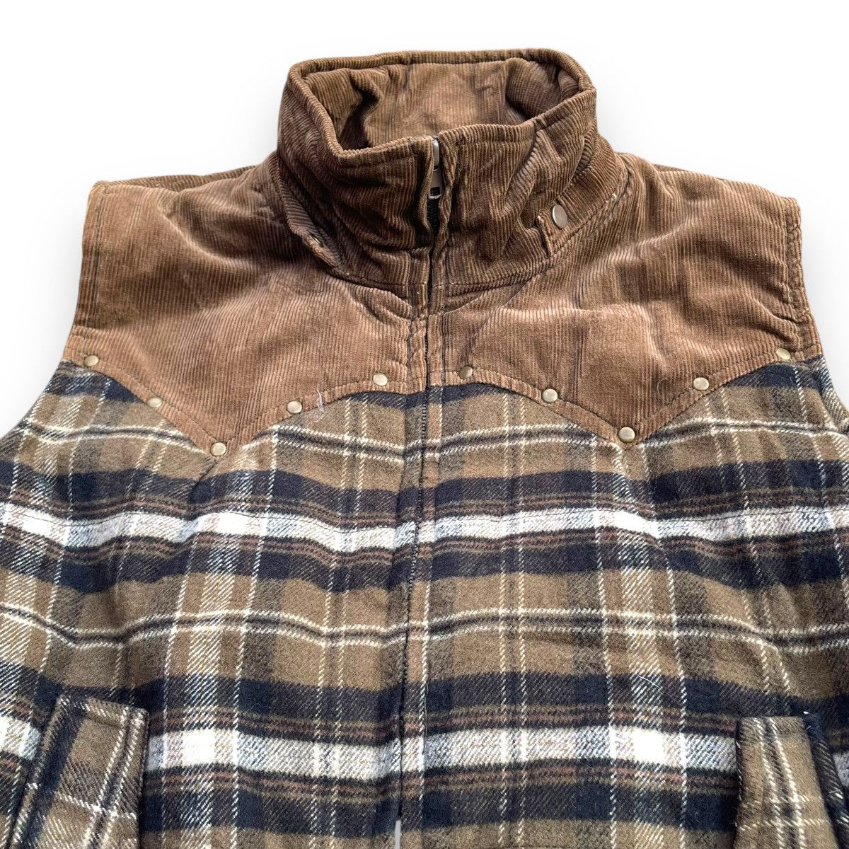 20471120 × Beauty Beast × Japanese Brand 🇯🇵 SKY BOMBER CORDUROY CHECKED ZIPPER VEST Size US M / EU 48-50 / 2 - 3 Thumbnail