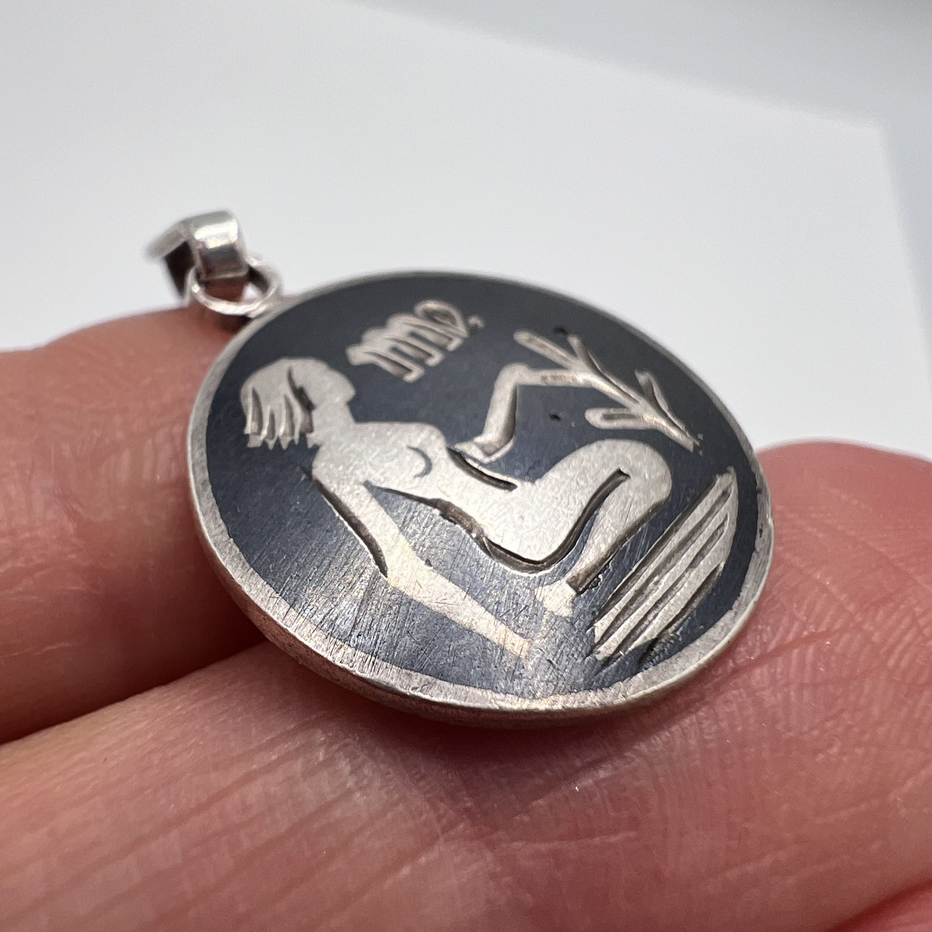 Vintage USSR Pendant Necklace Sterling Silver 875 Enamel Menswear